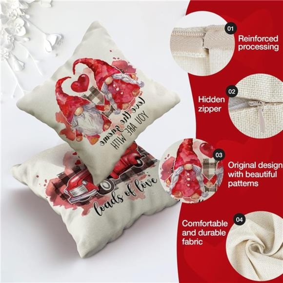 4 Pcs Valentines Day Pillow Covers 18x18 Inches Valentines Day Decor - Picture 3 of 6